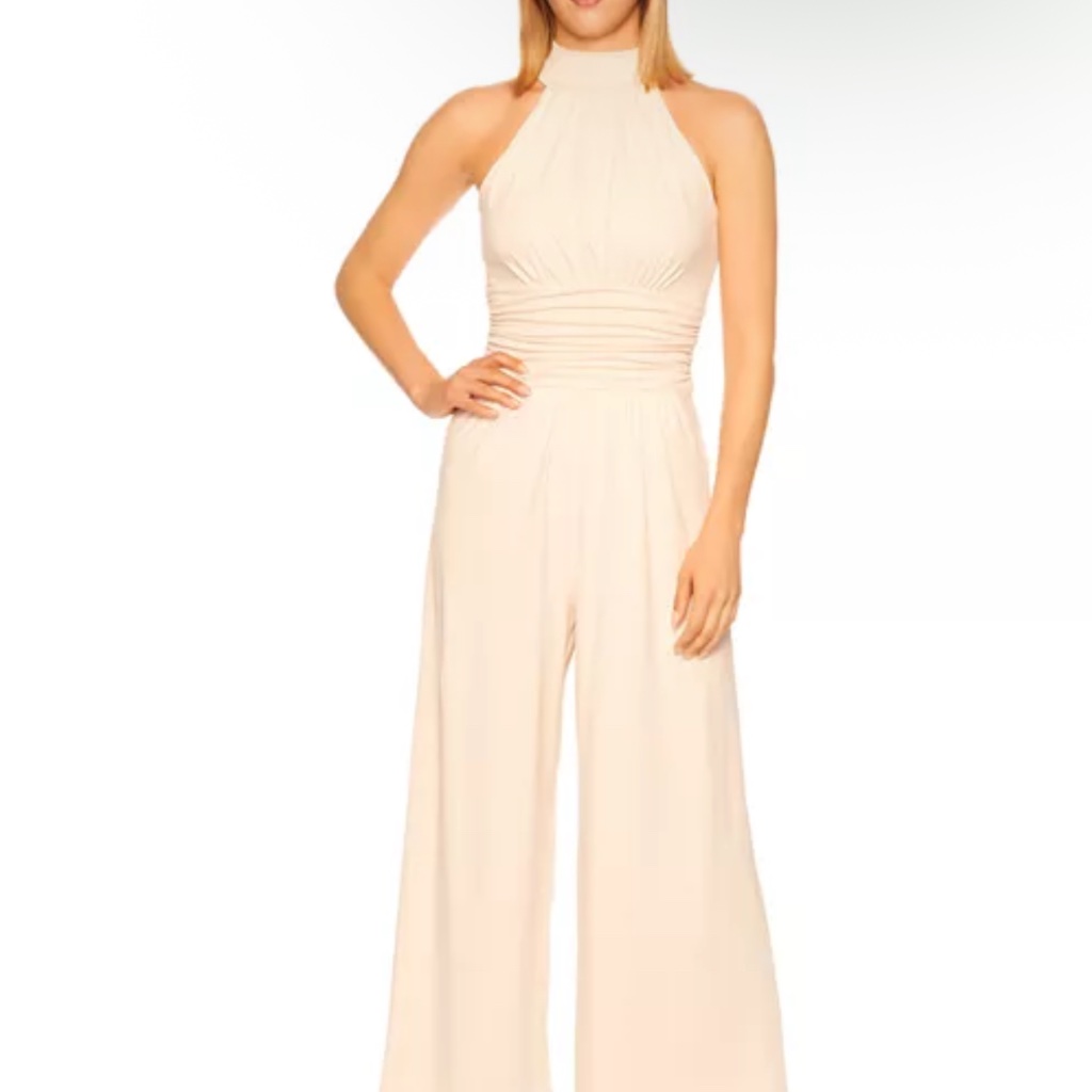 Susana Monaco Ruched Mock Neck Jumpsuit